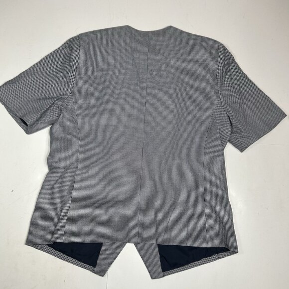Vtg Le Suit Women 2pc Skirt Suit Short Sleeve Blue Houndstooth Lined 2 Button 14 - Picture 6 of 10